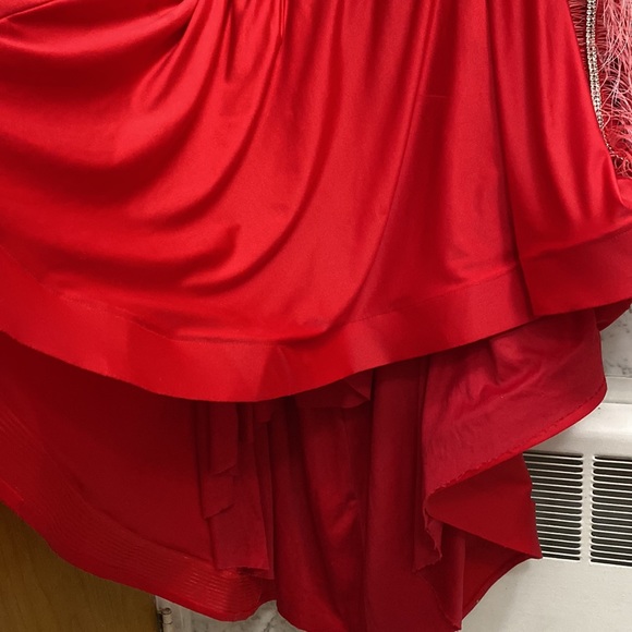 🎈HP🎈 Jessica Angel 794 Feathered One Shoulder Fitted Dress With Slit - Picture 15 of 15